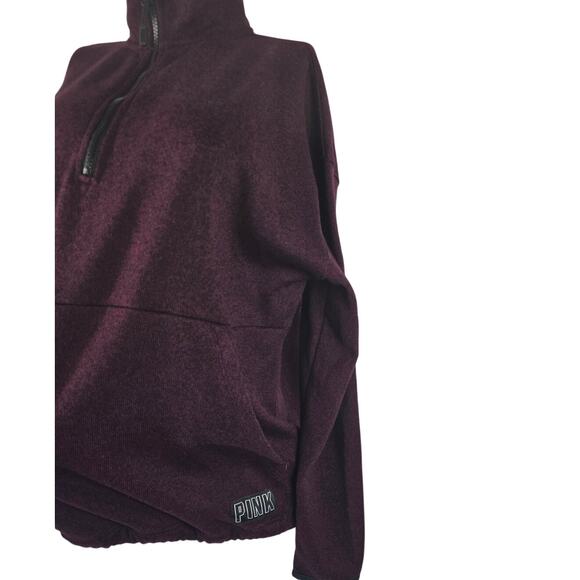 Victoria Secret Pink Kangroo Pocket Athletic Tight Knit Sweater Pullover M - Picture 2 of 5